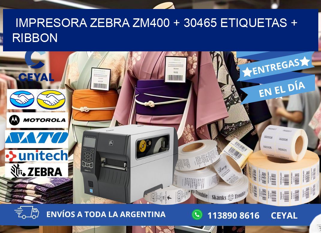 impresora zebra zm400 + 30465 etiquetas + ribbon