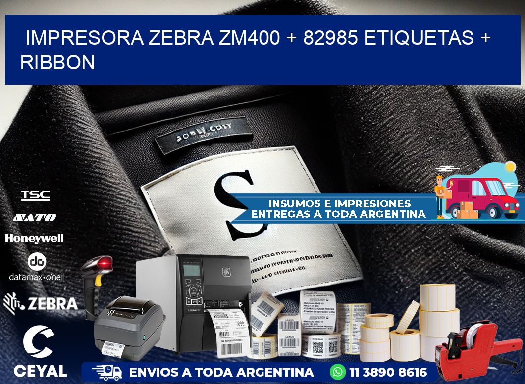 impresora zebra zm400 + 82985 etiquetas + ribbon