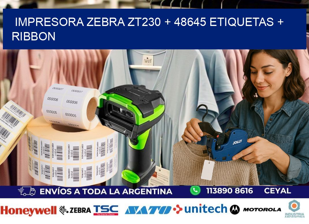 impresora zebra zt230 + 48645 etiquetas + ribbon