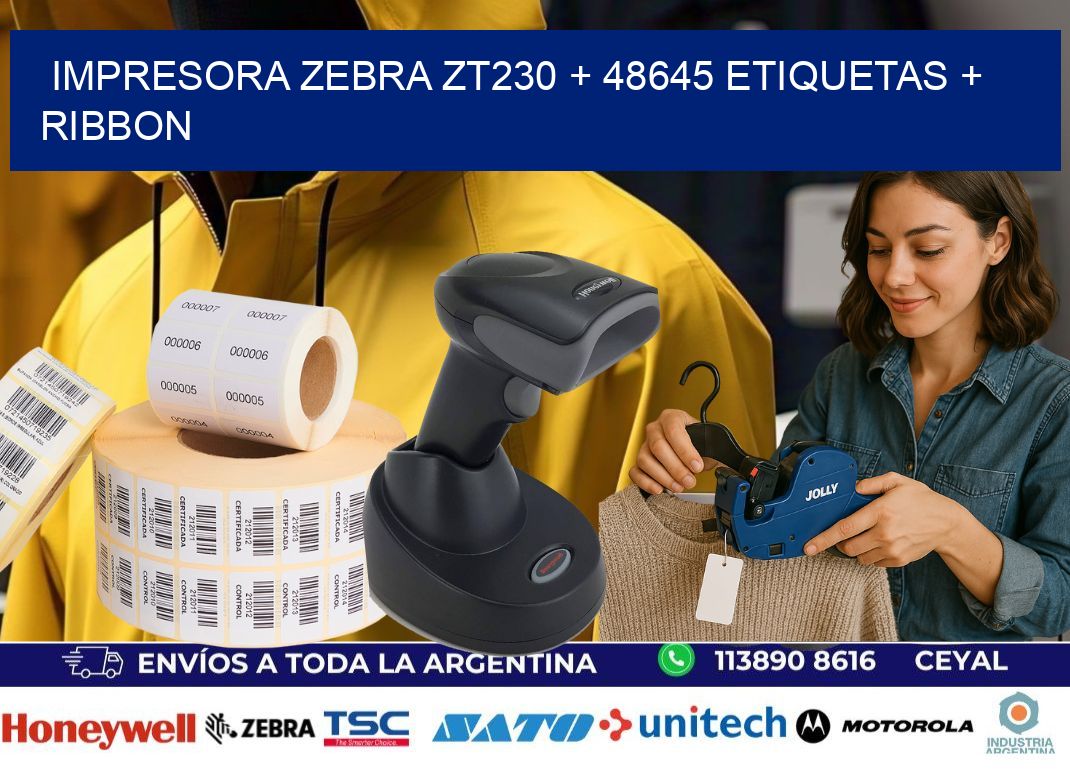 impresora zebra zt230 + 48645 etiquetas + ribbon