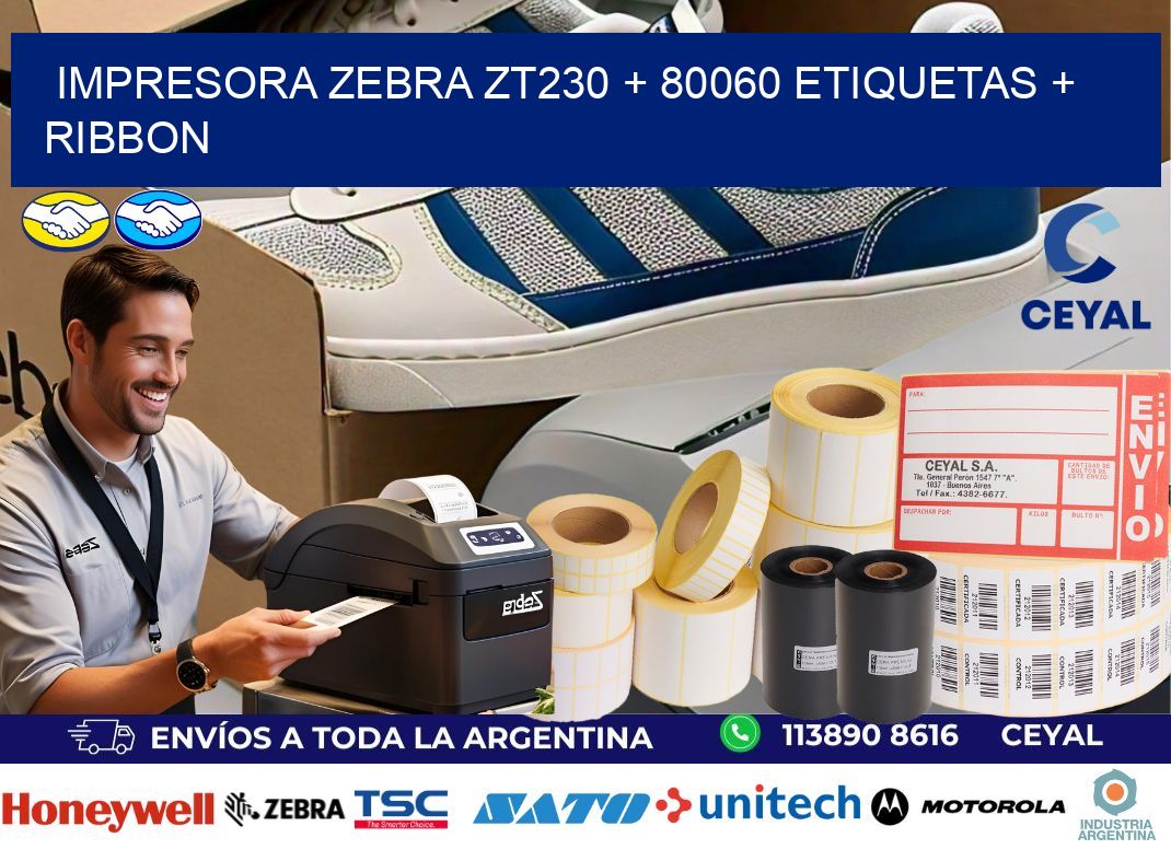 impresora zebra zt230 + 80060 etiquetas + ribbon