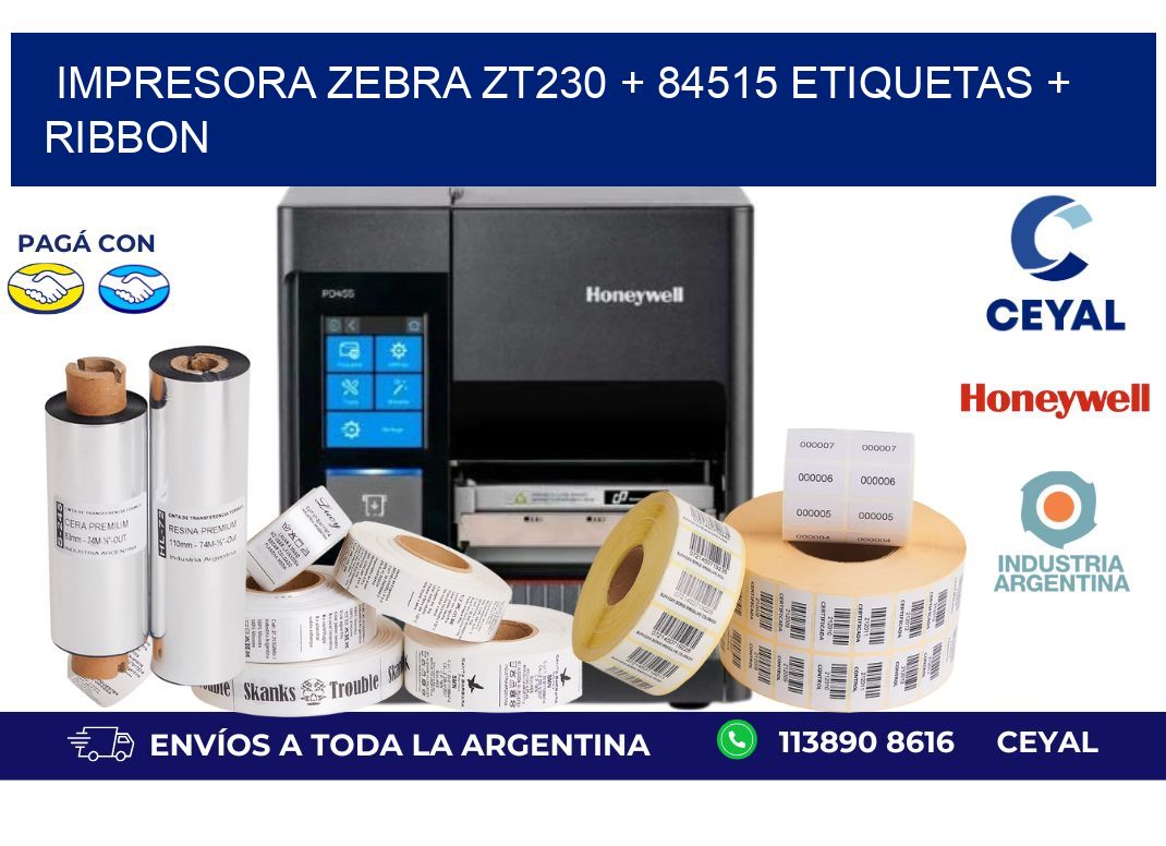 impresora zebra zt230 + 84515 etiquetas + ribbon