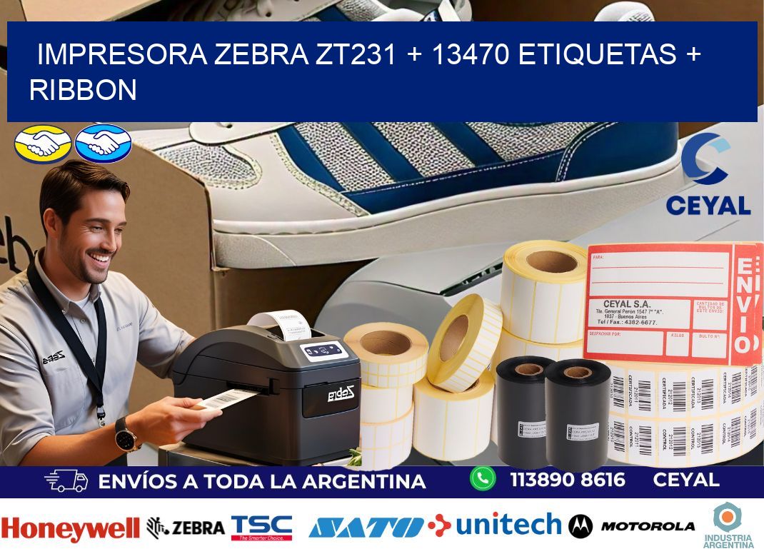 impresora zebra zt231 + 13470 etiquetas + ribbon