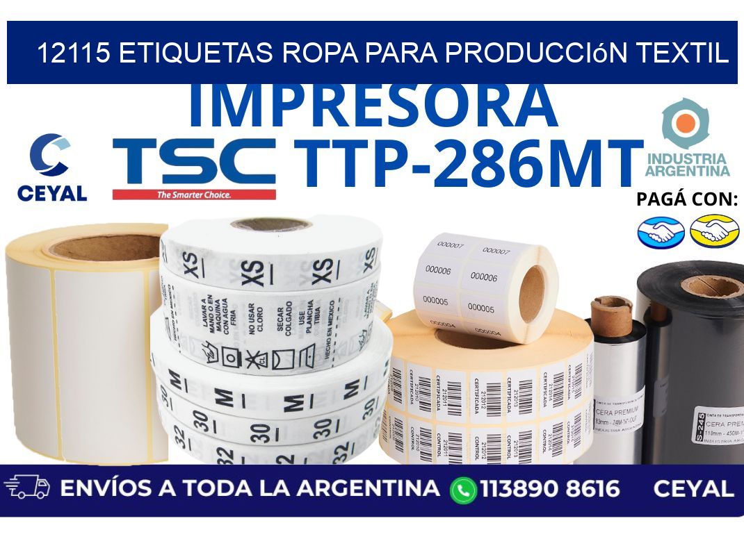 12115 Etiquetas ropa para producción textil