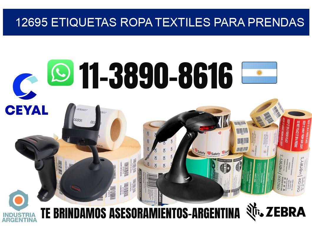 12695 Etiquetas ropa textiles para prendas
