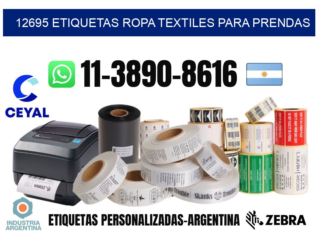 12695 Etiquetas ropa textiles para prendas