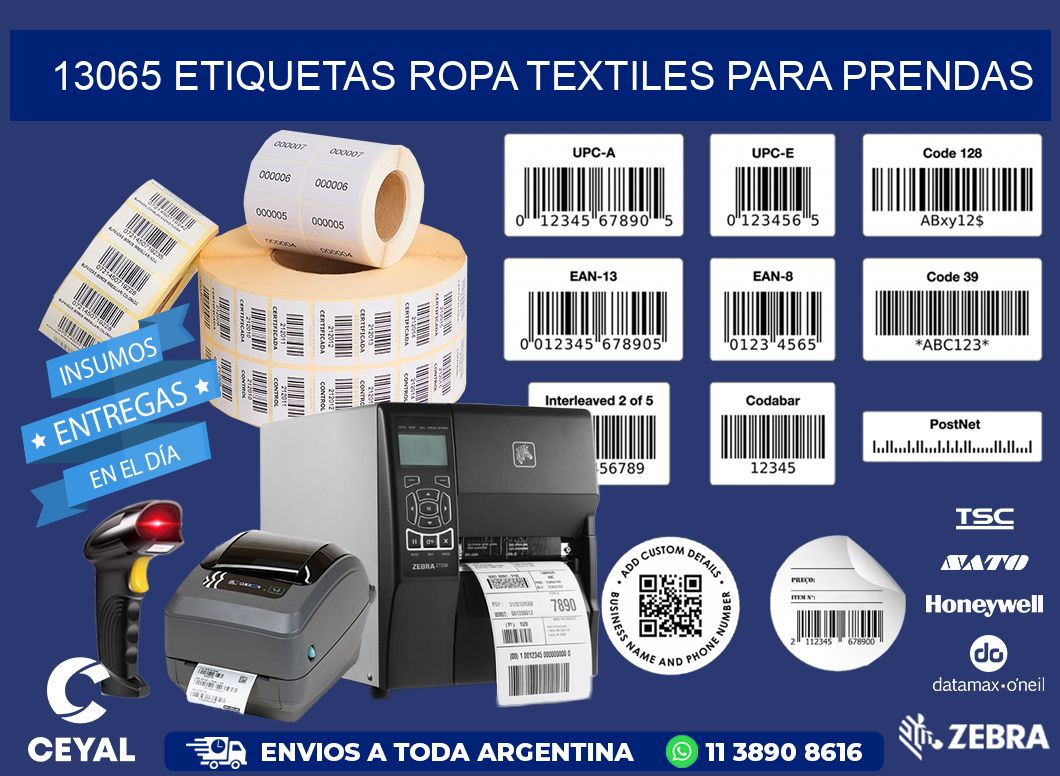 13065 Etiquetas ropa textiles para prendas