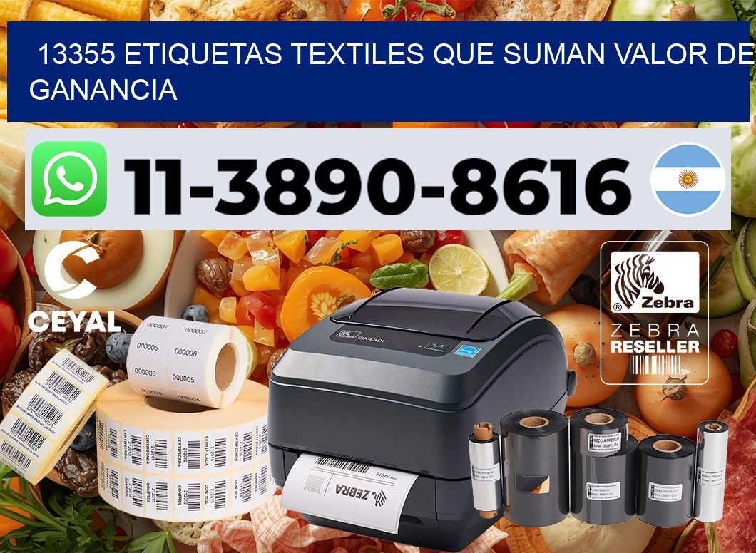 13355 Etiquetas textiles que suman valor de ganancia