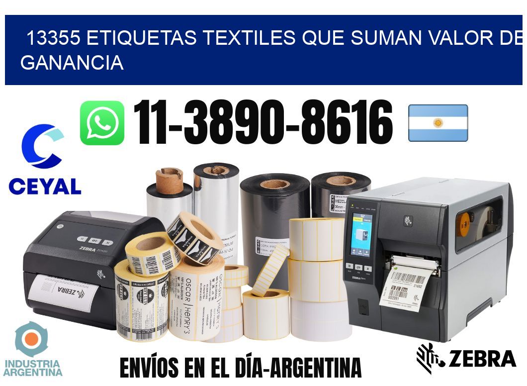 13355 Etiquetas textiles que suman valor de ganancia