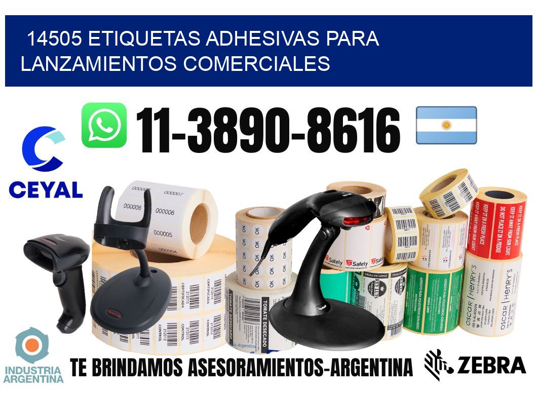 14505 Etiquetas adhesivas para lanzamientos comerciales
