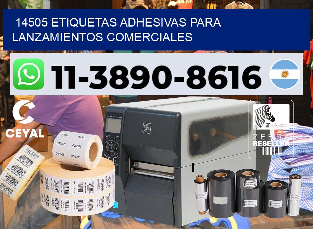 14505 Etiquetas adhesivas para lanzamientos comerciales