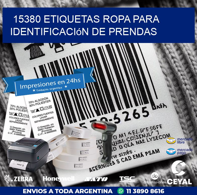 15380 Etiquetas ropa para identificación de prendas