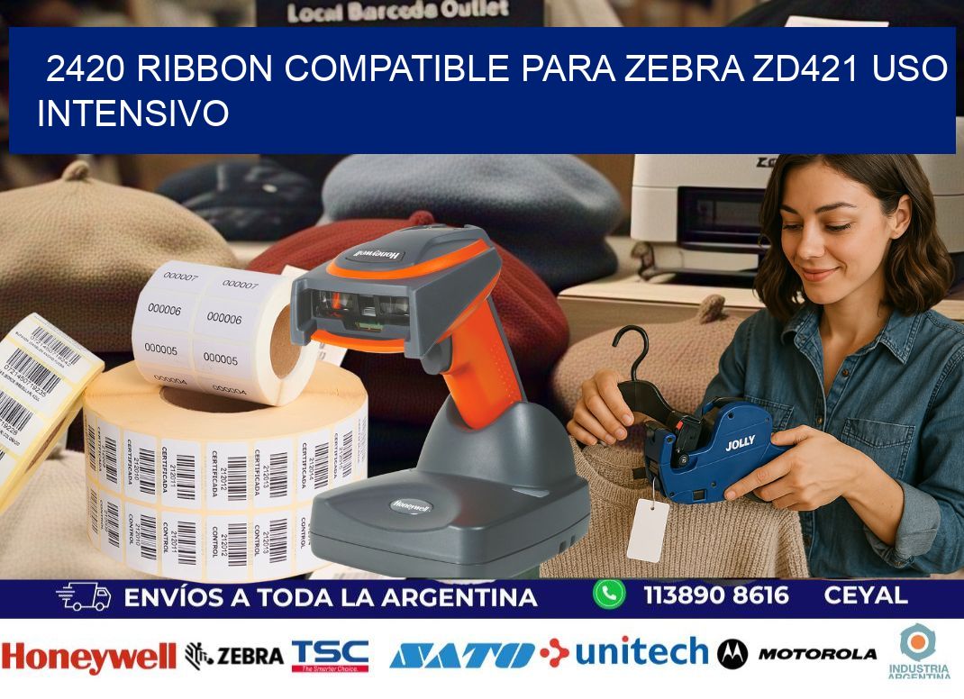 2420 ribbon compatible para zebra zd421 uso intensivo