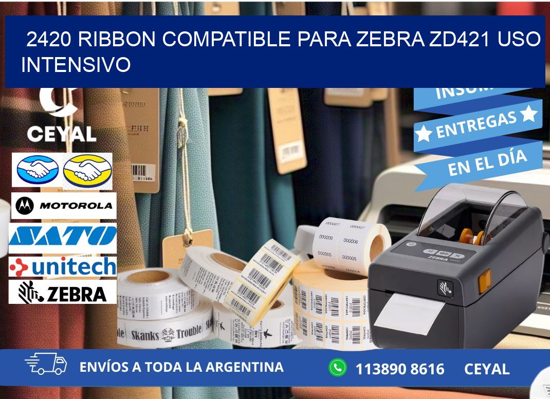 2420 ribbon compatible para zebra zd421 uso intensivo