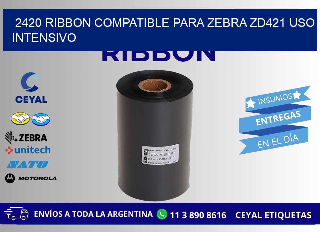2420 ribbon compatible para zebra zd421 uso intensivo
