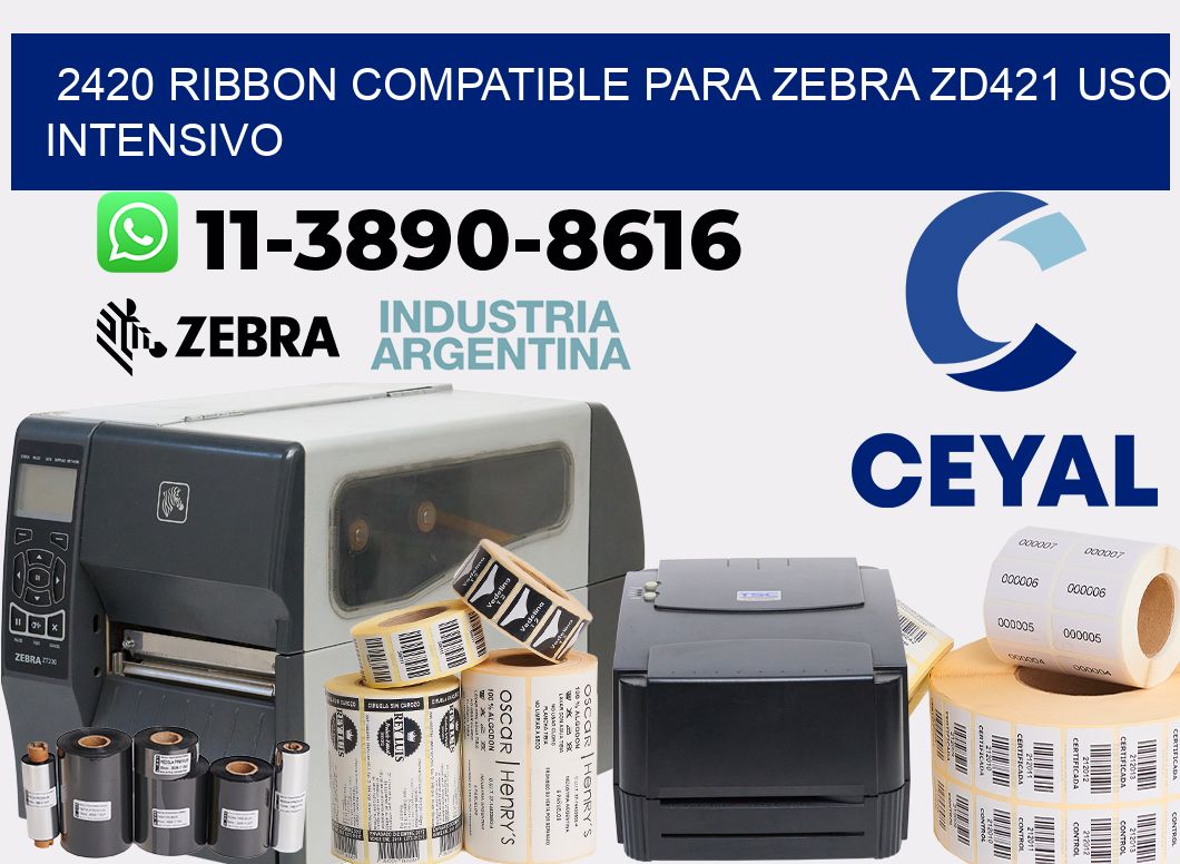 2420 ribbon compatible para zebra zd421 uso intensivo