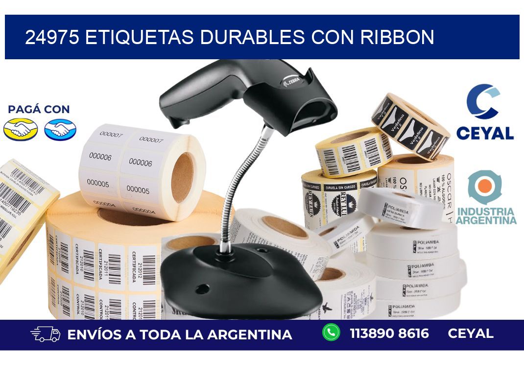 24975 etiquetas durables con ribbon