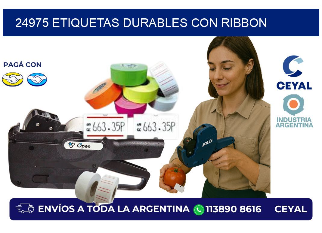 24975 etiquetas durables con ribbon