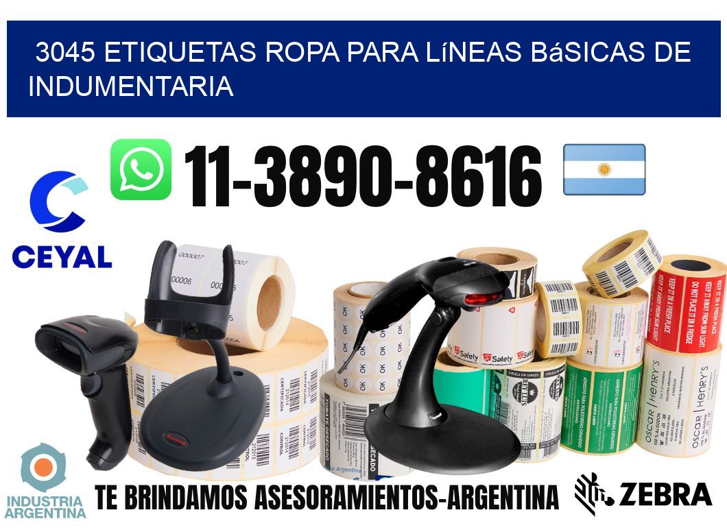 3045 Etiquetas ropa para líneas básicas de indumentaria