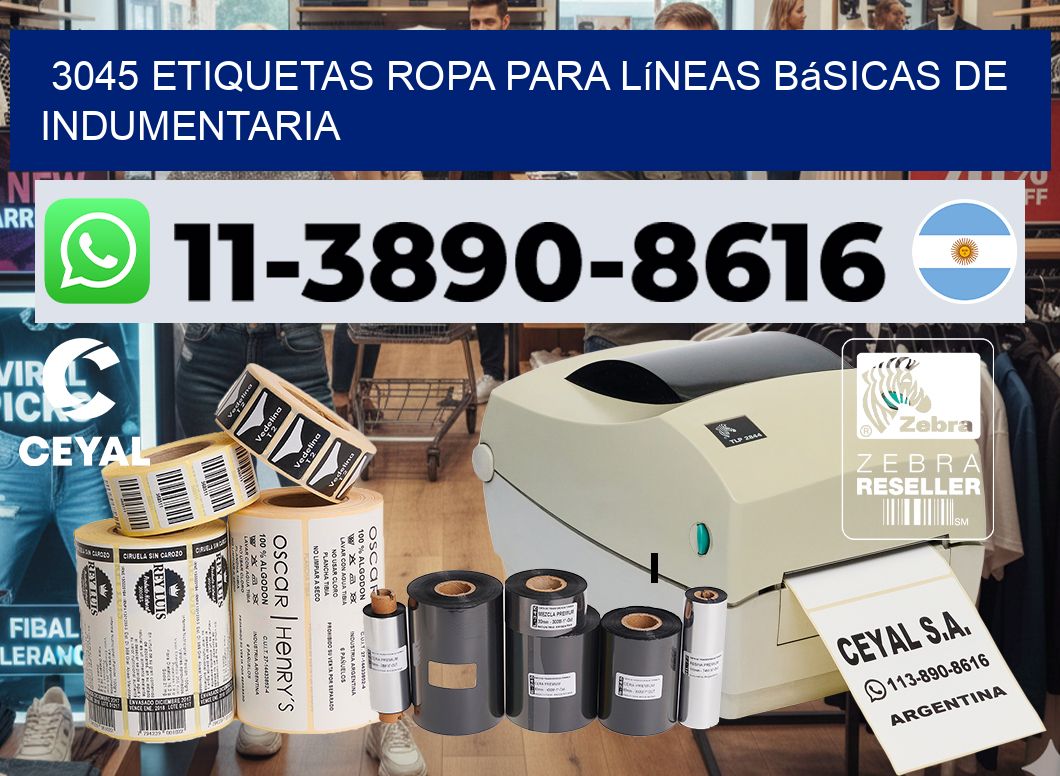 3045 Etiquetas ropa para líneas básicas de indumentaria