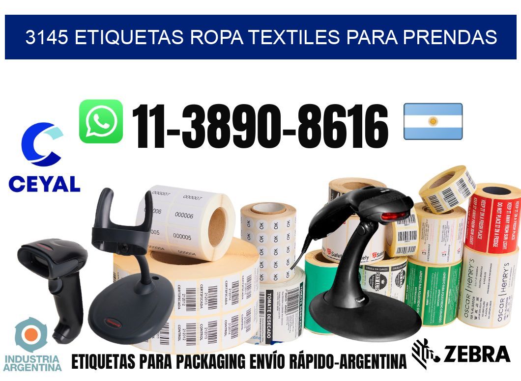 3145 Etiquetas ropa textiles para prendas
