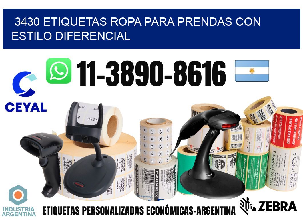 3430 Etiquetas ropa para prendas con estilo diferencial