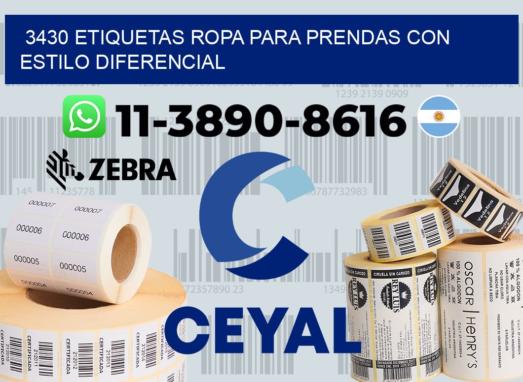 3430 Etiquetas ropa para prendas con estilo diferencial