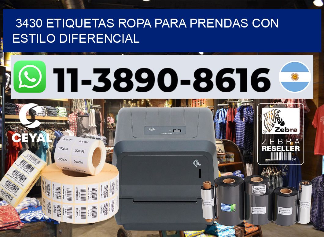 3430 Etiquetas ropa para prendas con estilo diferencial