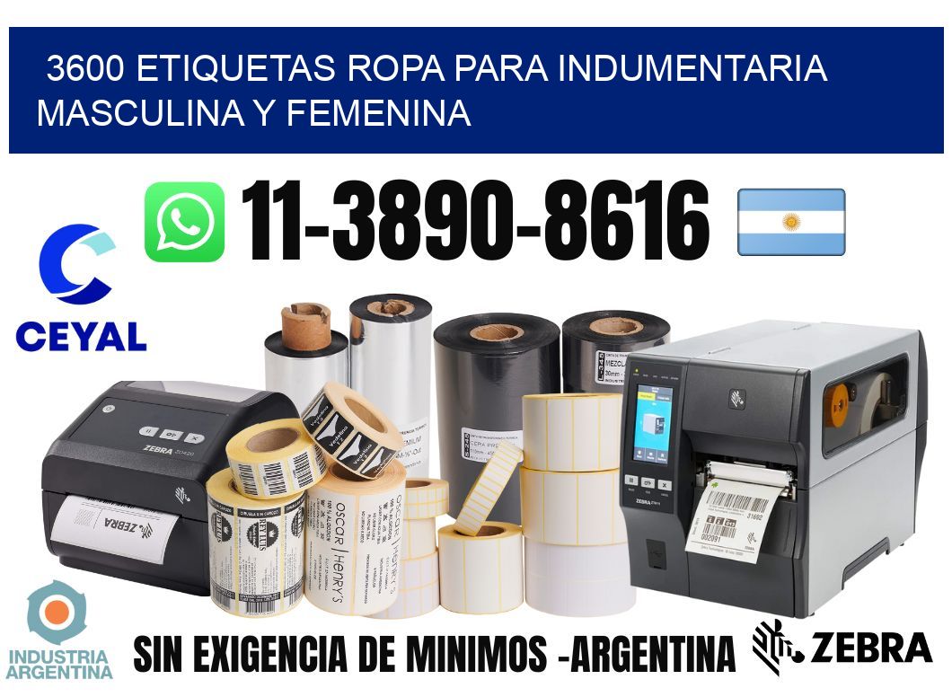 3600 Etiquetas ropa para indumentaria masculina y femenina