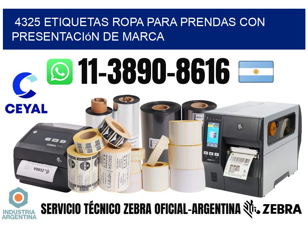 4325 Etiquetas ropa para prendas con presentación de marca