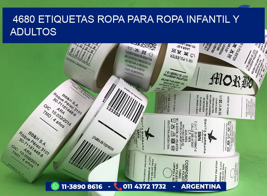 4680 Etiquetas ropa para ropa infantil y adultos