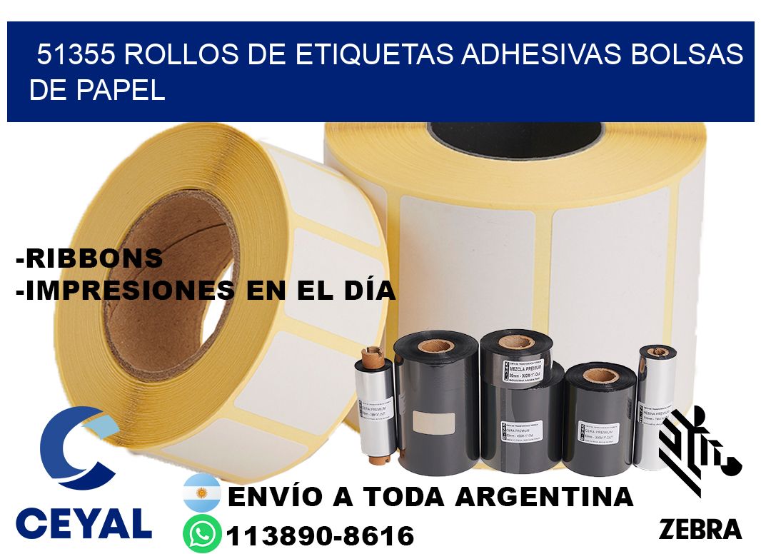 51355 rollos de etiquetas adhesivas bolsas de papel