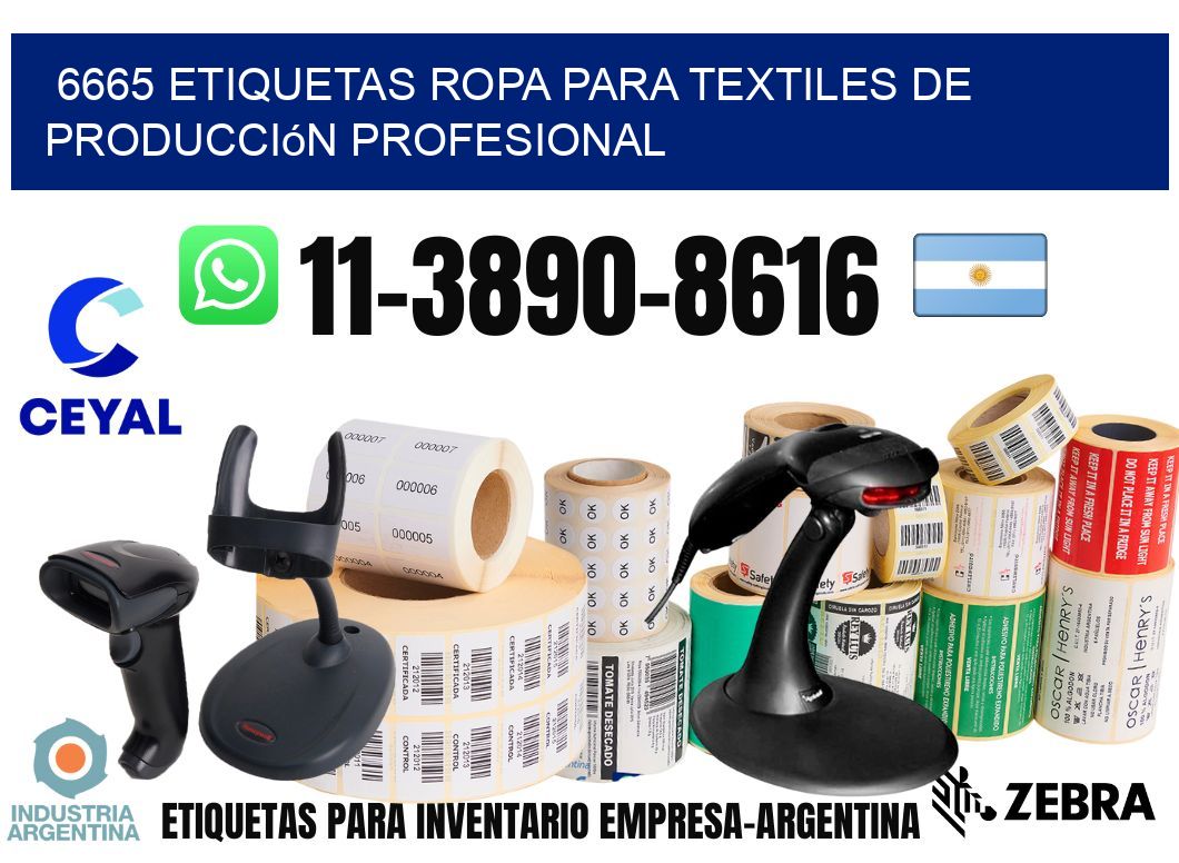 6665 Etiquetas ropa para textiles de producción profesional