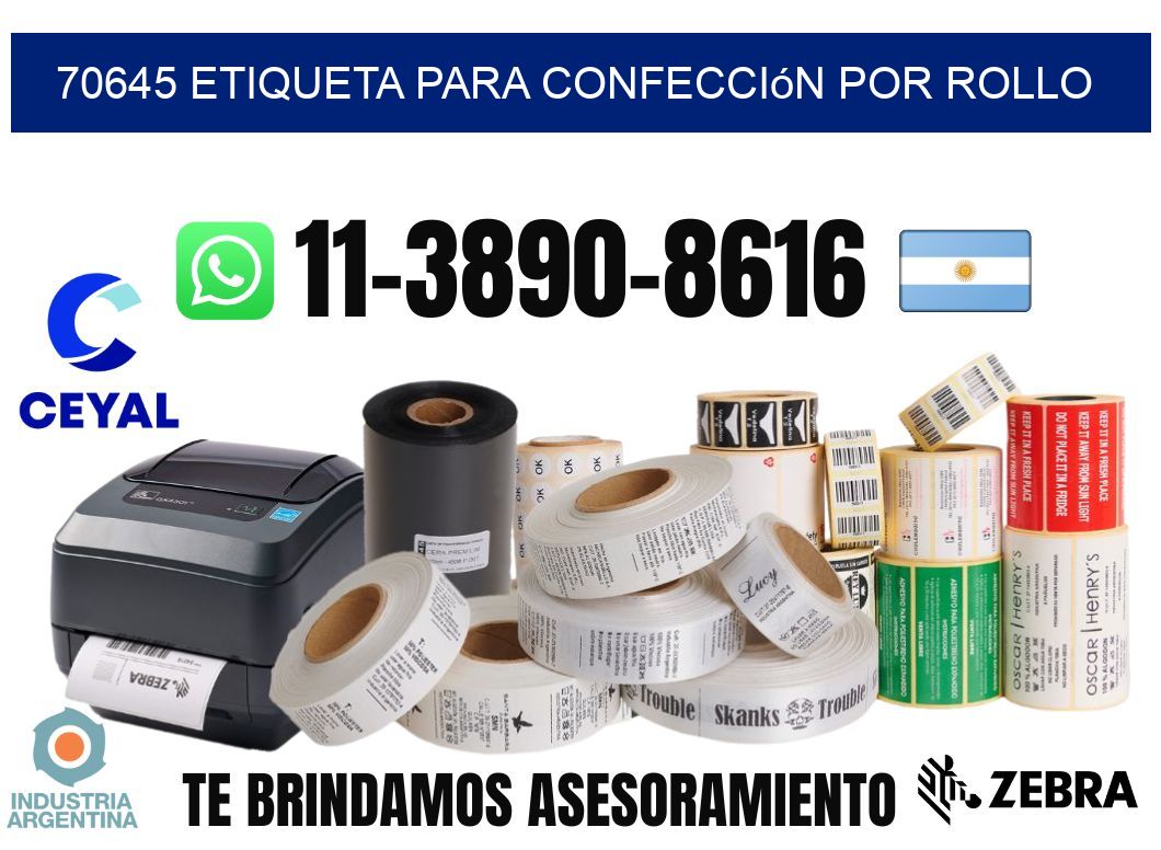 70645 etiqueta para confección por rollo
