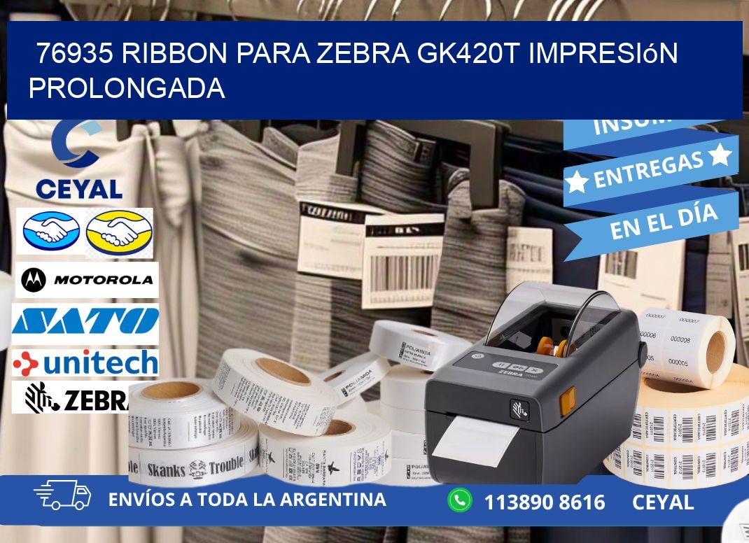 76935 ribbon para zebra gk420t impresión prolongada