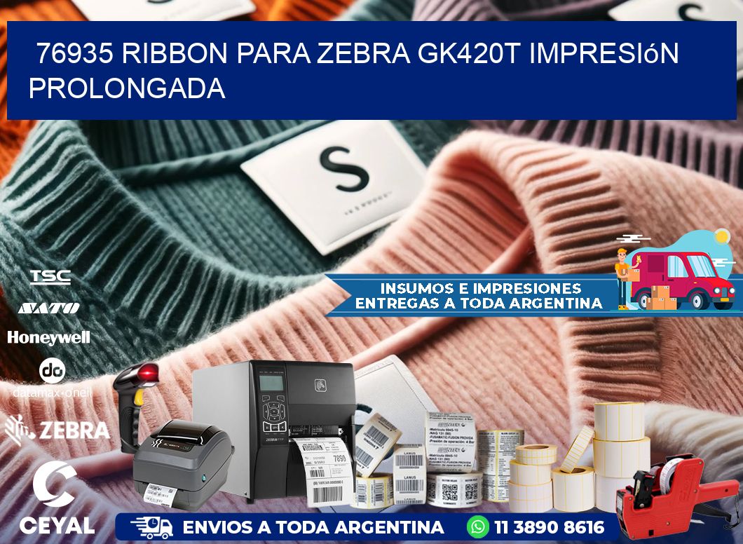 76935 ribbon para zebra gk420t impresión prolongada