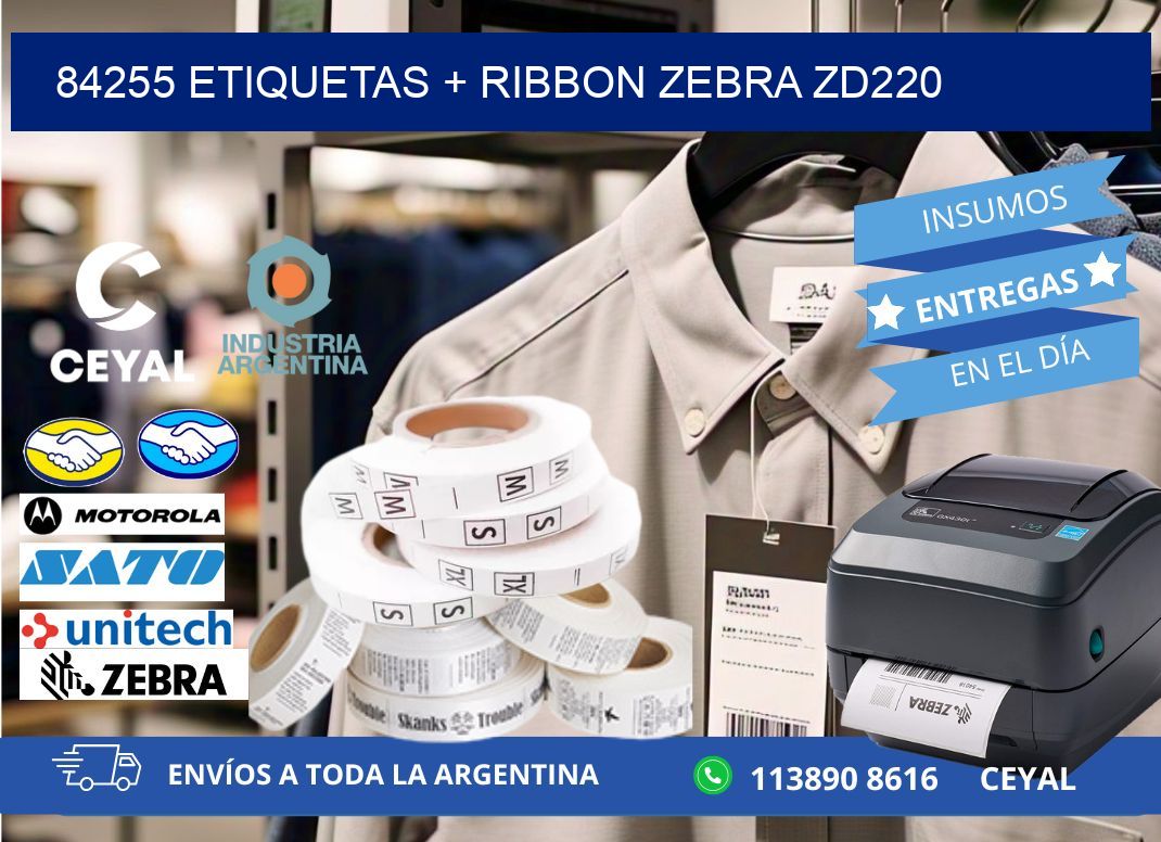 84255 etiquetas + ribbon zebra zd220