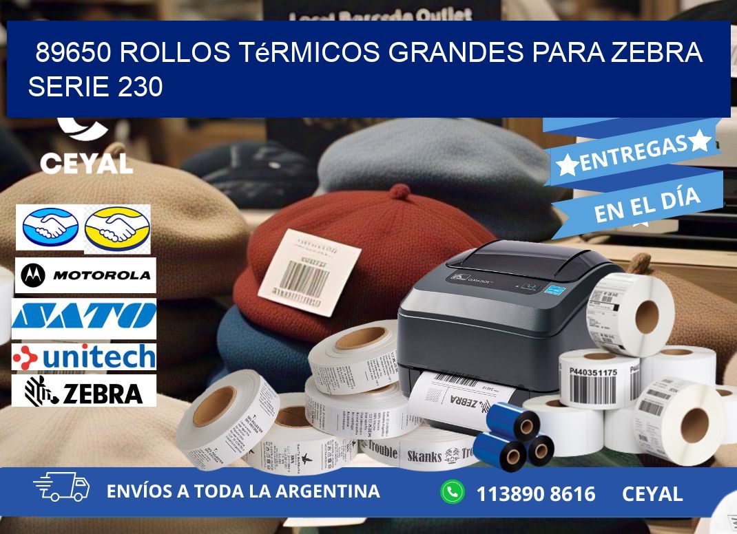 89650 rollos térmicos grandes para zebra serie 230