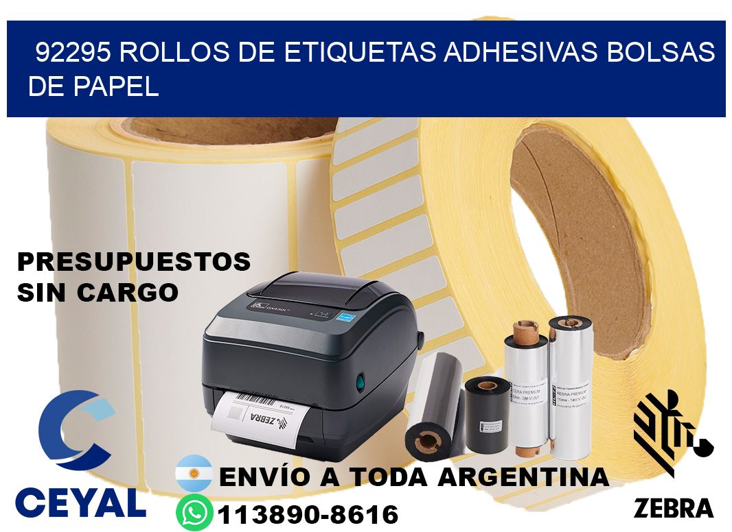 92295 rollos de etiquetas adhesivas bolsas de papel