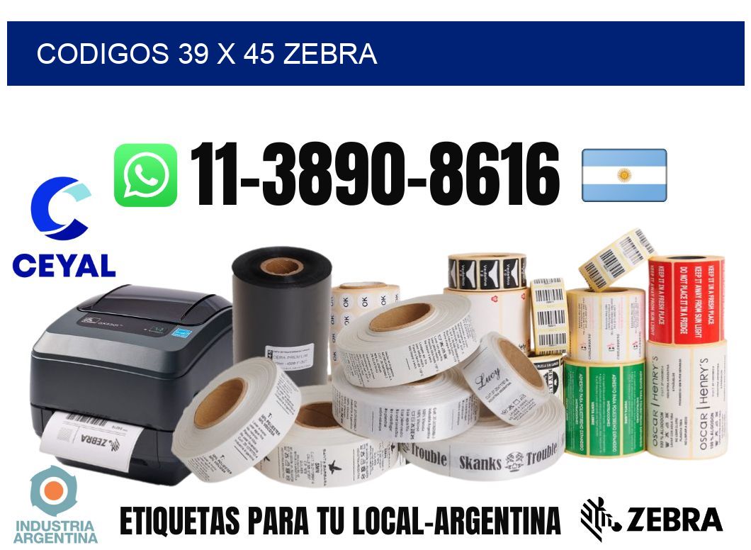 codigos 39 x 45 zebra