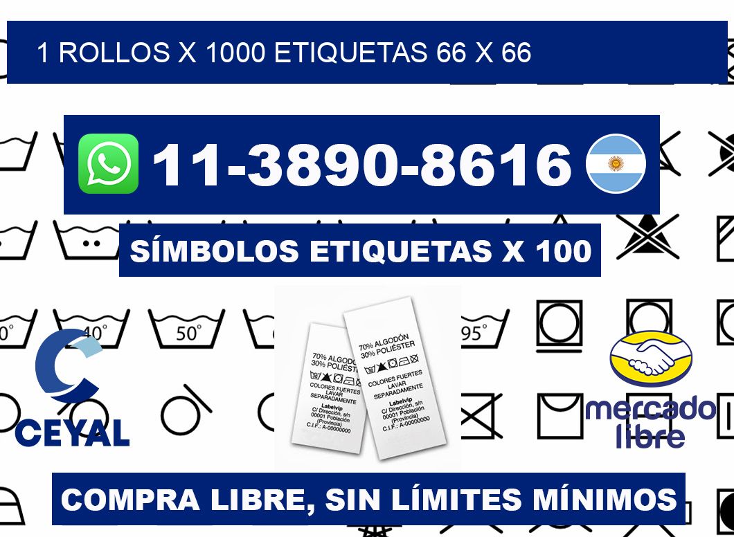1 rollos x 1000 etiquetas 66 x 66