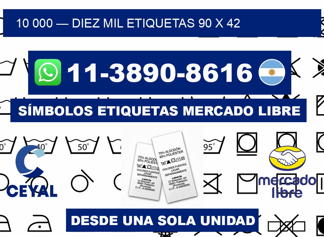 10 000 — diez mil etiquetas 90 x 42