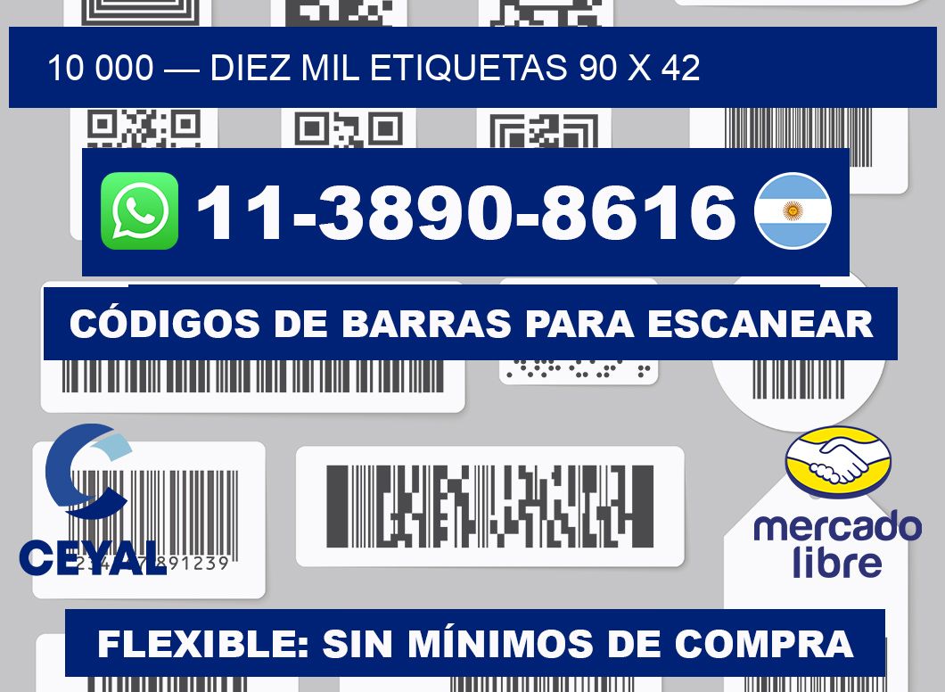 10 000 — diez mil etiquetas 90 x 42