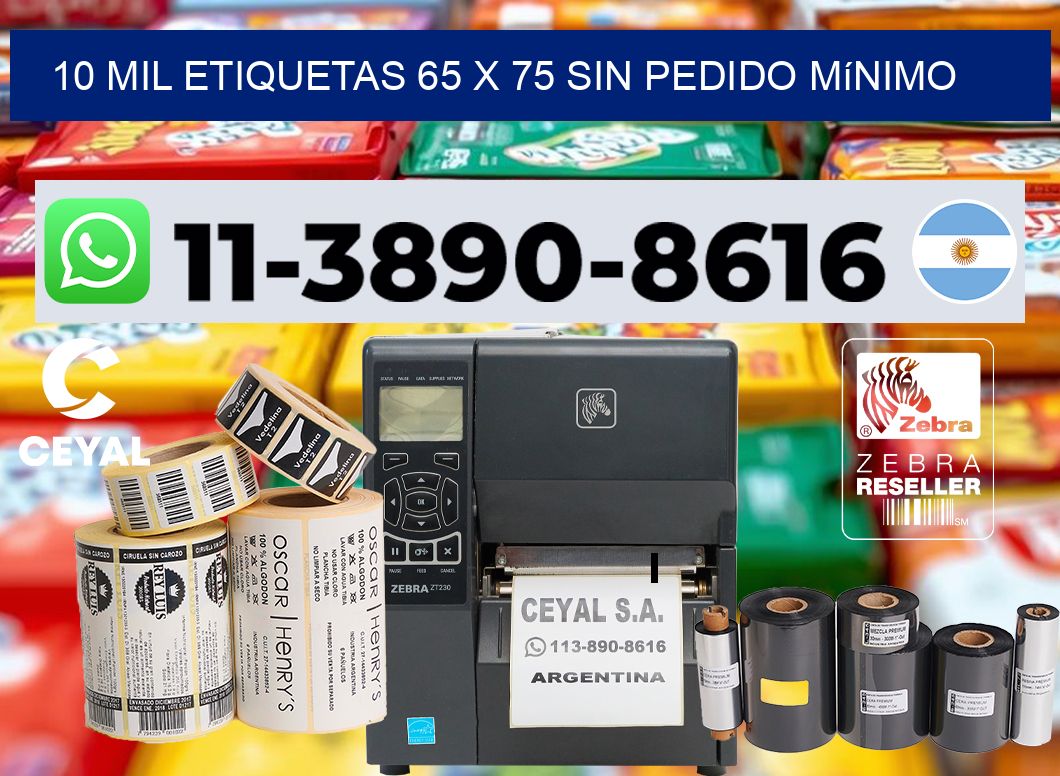 10 mil etiquetas 65 x 75 Sin pedido mínimo