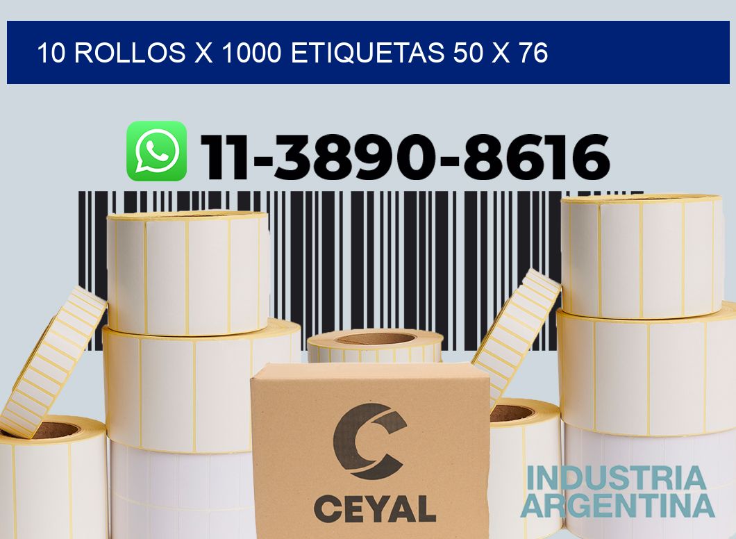 10 rollos x 1000 etiquetas 50 x 76