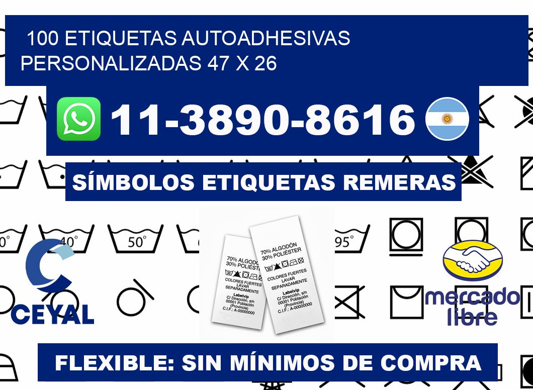 100 Etiquetas autoadhesivas personalizadas 47 x 26