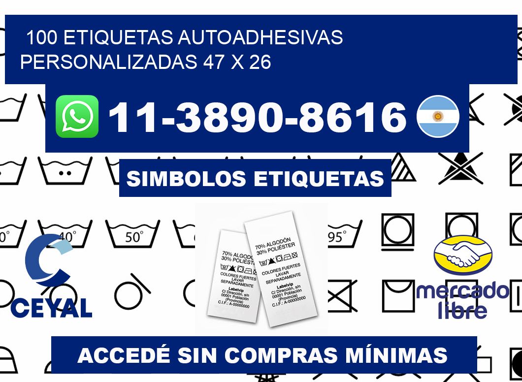 100 Etiquetas autoadhesivas personalizadas 47 x 26