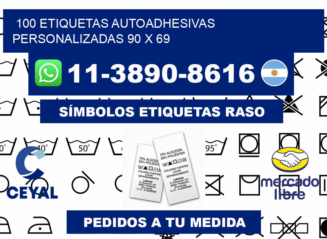 100 Etiquetas autoadhesivas personalizadas 90 x 69