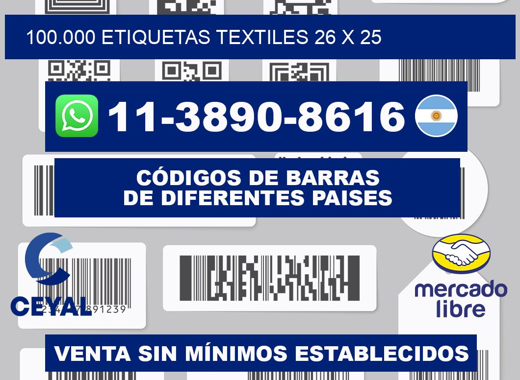 100.000 ETIQUETAS TEXTILES 26 x 25
