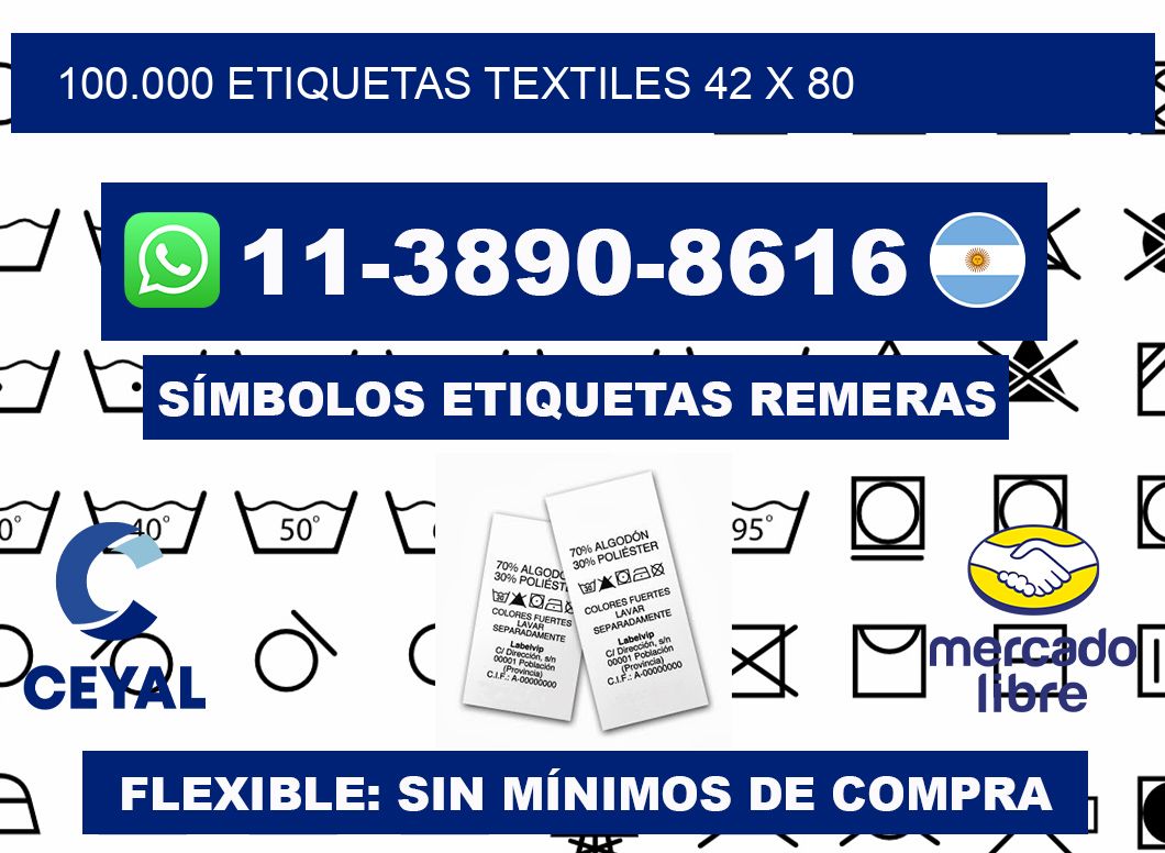 100.000 ETIQUETAS TEXTILES 42 x 80